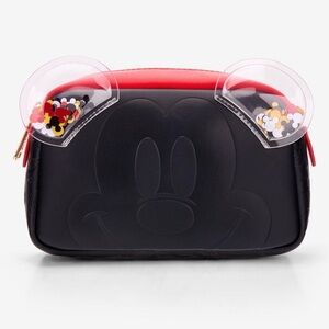 NWT Loungefly Mickey Mouse Cosmetic Bag - Red and Black  CONFETTI EARS